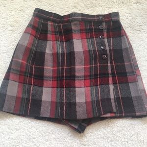 plaid wrap skort 3/4